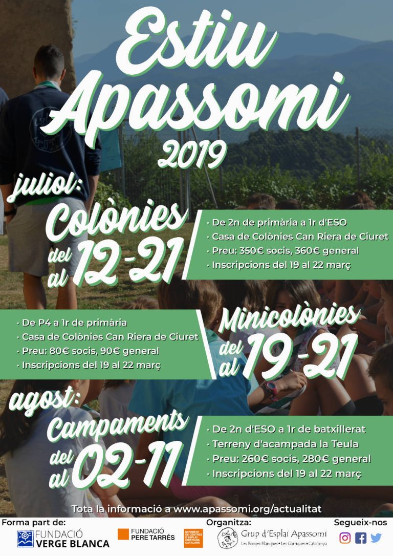 Estiu Apassomi 2019, no t’ho perdis!